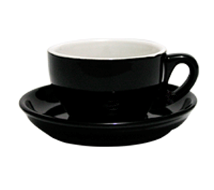 Black Cappuccino Cup & Saucer Set 210ml